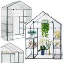 Mini Szklarnia Balkonowa Ogrodowa 4 Półki Metalowe Folia PVC 195 x 143 x 73cm LEAN