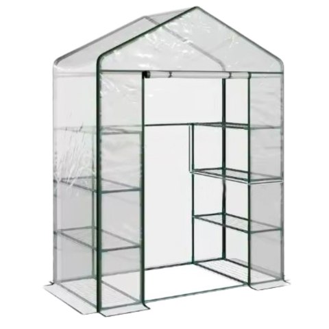 Mini Szklarnia Balkonowa Ogrodowa 4 Półki Metalowe Folia PVC 195 x 143 x 73cm LEAN Mini Szklarnia Balkonowa Ogrodowa 4 Półki Metalowe Folia PVC 195 x 143 x 73cm LEAN