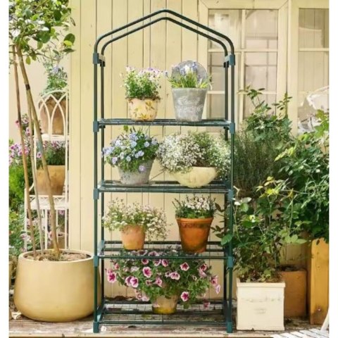 Mini Szklarnia Balkonowa Ogrodowa 4 Półki Metalowe Folia PVC 69 x 49 x 157cm LEAN Mini Szklarnia Balkonowa Ogrodowa 4 Półki Metalowe Folia PVC 69 x 49 x 157cm LEAN