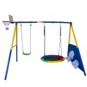 Plac Zabaw Wielofunkcyjny 4w1 Huśtawki Kosz Do Gry Mata Celnościowa LEAN