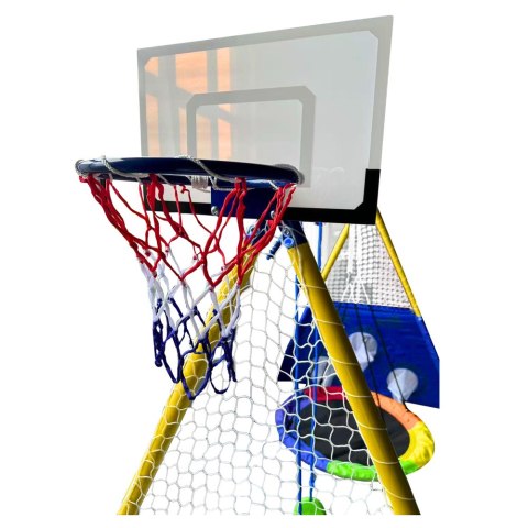 Plac Zabaw Wielofunkcyjny 4w1 Huśtawki Kosz Do Gry Mata Celnościowa LEAN