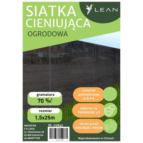 Siatka Cieniująca Na Ogrodzenie Płot Maskująca Szara 1.5M 25M 70g/m² LEAN Siatka Cieniująca Na Ogrodzenie Płot Maskująca Szara 1.5M 25M 70g/m² LEAN