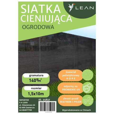 Siatka Cieniująca Na Ogrodzenie Płot Maskująca Szara 1.5M 10M 140g/m² LEAN Siatka Cieniująca Na Ogrodzenie Płot Maskująca Szara 1.5M 10M 140g/m² LEAN