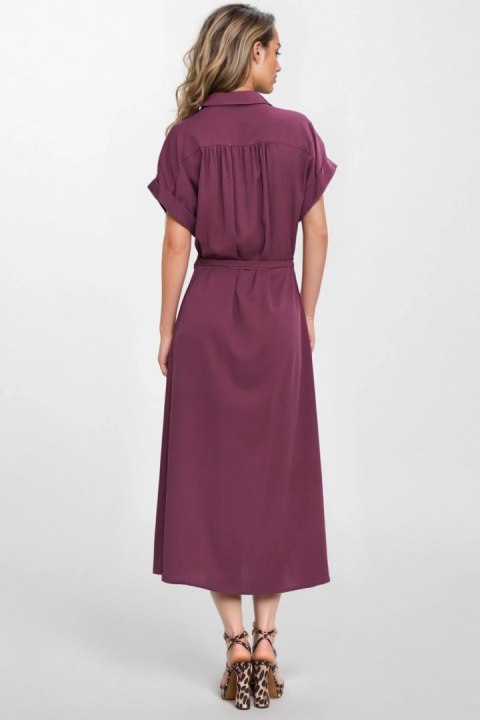 Sukienka Koszulowa sukienka midi S270 Śliwka - Nife Nife Sukienka Koszulowa sukienka midi S270 Śliwka - Nife Nife