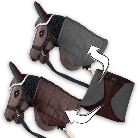 Zestaw Skippi - Hobby Horse Gniady - Derka szary i brąz - Kantar j-zielony Zestaw Skippi - Hobby Horse Gniady - Derka szary i brąz - Kantar j-zielony