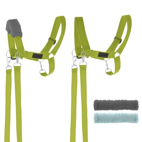 Zestaw Skippi - Hobby Horse Gniady - Derka szary i brąz - Kantar j-zielony Zestaw Skippi - Hobby Horse Gniady - Derka szary i brąz - Kantar j-zielony