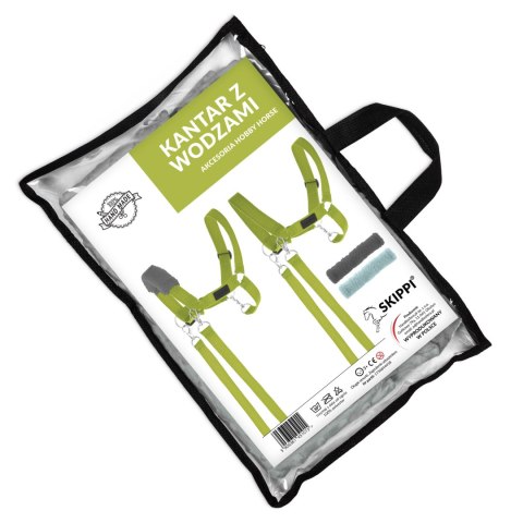 Zestaw Skippi - Hobby Horse Gniady - Derka szary i brąz - Kantar j-zielony Zestaw Skippi - Hobby Horse Gniady - Derka szary i brąz - Kantar j-zielony