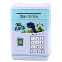 Elektroniczny Sejf Bankomat Skarbonka Na PIN Dla Dzieci Dinozaur Niebieski LEAN Toys