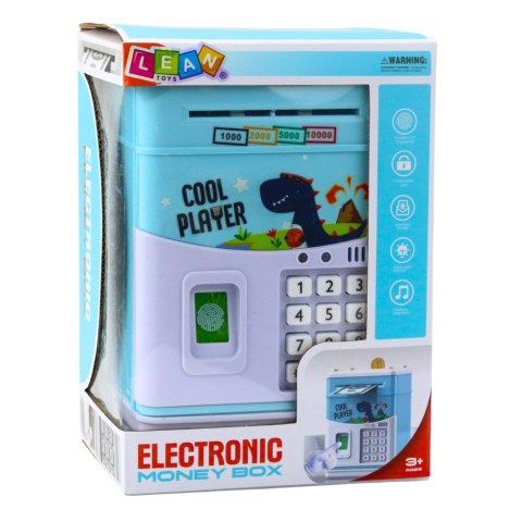 Elektroniczny Sejf Bankomat Skarbonka Na PIN Dla Dzieci Dinozaur Niebieski LEAN Toys Elektroniczny Sejf Bankomat Skarbonka Na PIN Dla Dzieci Dinozaur Niebieski LEAN Toys
