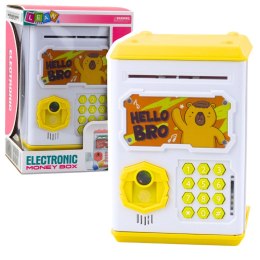 Elektroniczny Sejf Bankomat Skarbonka Na PIN Dla Dzieci Kapibara Żółty LEAN Toys