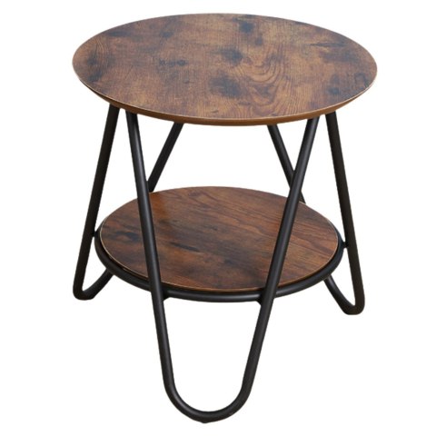 Okrągły Stolik Kawowy Z Dodatkową Półką Industrialny Vintage 40x42cm LEAN Okrągły Stolik Kawowy Z Dodatkową Półką Industrialny Vintage 40x42cm LEAN
