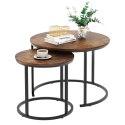 Zestaw Okrągłe Stoliki Kawowe 3w1 Vintage Naturalne Drewno 51cm 40cm 30cm LEAN