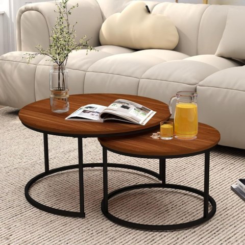 Zestaw Okrągłe Stoliki Kawowe 3w1 Vintage Naturalne Drewno 51cm 40cm 30cm LEAN Zestaw Okrągłe Stoliki Kawowe 3w1 Vintage Naturalne Drewno 51cm 40cm 30cm LEAN