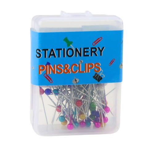 Zestaw Szpilki Krawieckie Biurowe Z Kolorową Główką - 100szt. LEAN