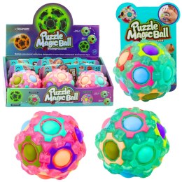 Magiczna Piłka Łamigłówka Logiczna Fluorescencyjna Wypustki 7cm Mix LEAN TOYS