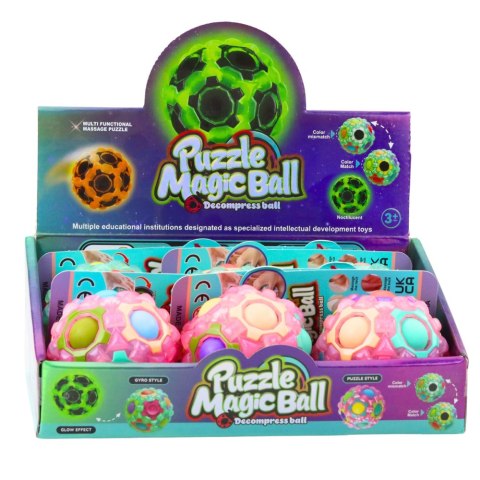 Magiczna Piłka Łamigłówka Logiczna Fluorescencyjna Wypustki 7cm Mix LEAN TOYS Magiczna Piłka Łamigłówka Logiczna Fluorescencyjna Wypustki 7cm Mix LEAN TOYS