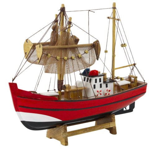Model Kolekcjonerski Dekoracyjny Statek Kuter Rybacki Czerwony 30x26cm LEAN Toys Model Kolekcjonerski Dekoracyjny Statek Kuter Rybacki Czerwony 30x26cm LEAN Toys