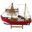 Model Kolekcjonerski Dekoracyjny Statek Kuter Rybacki Czerwony 30x26cm LEAN Toys