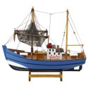 Model Kolekcjonerski Dekoracyjny Statek Kuter Rybacki Niebieski 30x26cm LEAN Toys
