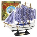 Model Kolekcjonerski Dekoracyjny Statek Żaglowiec Biało-Niebieski 18x17cm LEAN Toys