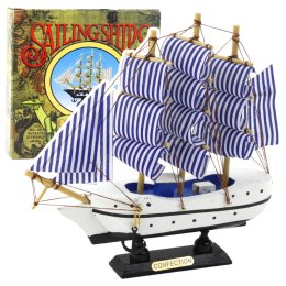 Model Kolekcjonerski Dekoracyjny Statek Żaglowiec Biało-Niebieski 18x17cm LEAN Toys