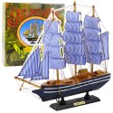 Model Kolekcjonerski Dekoracyjny Statek Żaglowiec Biało-Niebieski 33x31cm LEAN Toys