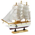 Model Kolekcjonerski Dekoracyjny Statek Żaglowiec Trójmasztowy Biały 24x23cm LEAN Toys