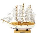 Model Kolekcjonerski Dekoracyjny Statek Żaglowiec Trójmasztowy Biały 24x23cm LEAN Toys