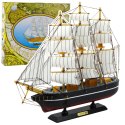 Model Kolekcjonerski Dekoracyjny Statek Żaglowiec Trójmasztowy Czarny 39x36cm LEAN Toys