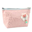 Piórnik Kosmetyczka Kokardka Błyszczące Kropki Pudrowy Róż 23x16cm LEAN