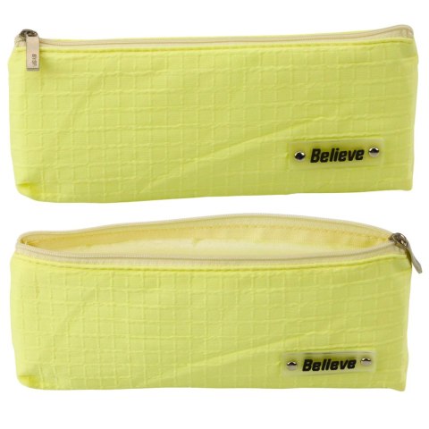 Piórnik Szkolny Biurowy Jednokomorowy Tłoczona Kratka Żółty 21x9,5cm LEAN Piórnik Szkolny Biurowy Jednokomorowy Tłoczona Kratka Żółty 21x9,5cm LEAN