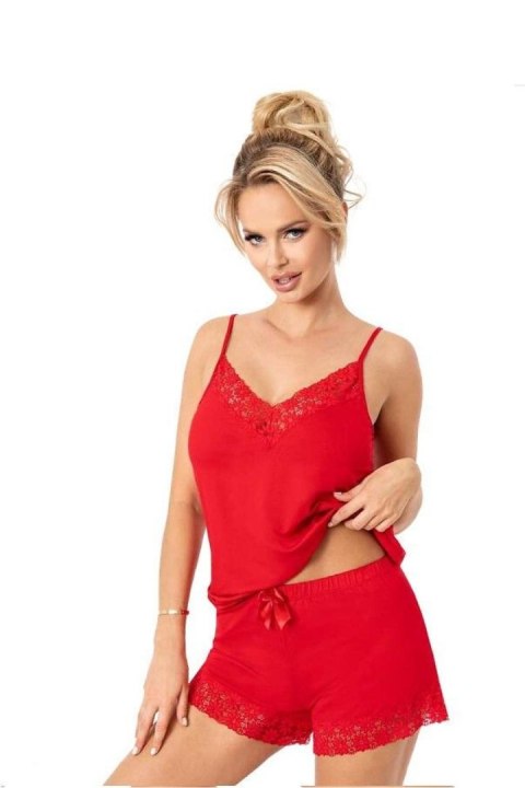 Piżama Damska Model Niki Short Red - Donna Donna