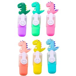 Zestaw Mini Zakreślacze Z Dinozaurem W Etui Kolorowe 6szt 8cm LEAN