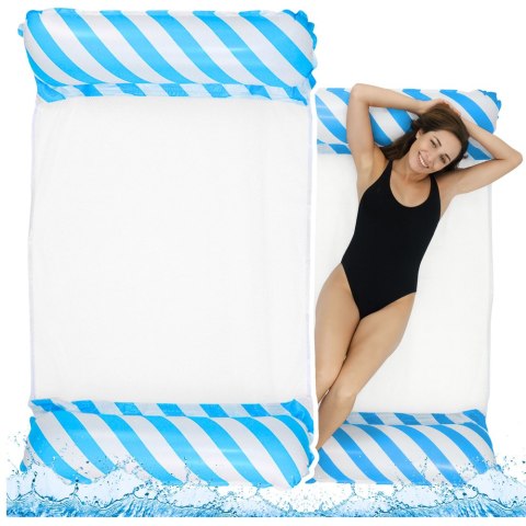 Dmuchany Hamak Wodny Materac Leżak Biało-Niebieski 120x70cm LEAN Dmuchany Hamak Wodny Materac Leżak Biało-Niebieski 120x70cm LEAN