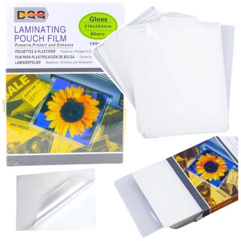 Folia Do Laminowania Błyszcząca A4 216x303mm 80mic 100szt. LEAN