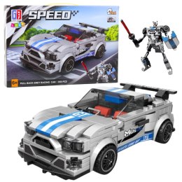 Klocki Konstrukcyjne Auto Robot 2w1 Niebiesko-Szary Napęd 350 el. LEAN Toys