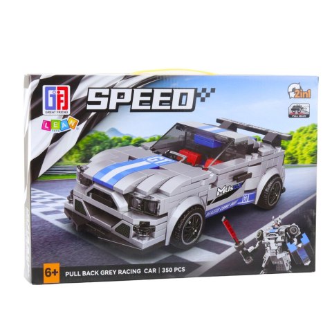 Klocki Konstrukcyjne Auto Robot 2w1 Niebiesko-Szary Napęd 350 el. LEAN Toys Klocki Konstrukcyjne Auto Robot 2w1 Niebiesko-Szary Napęd 350 el. LEAN Toys