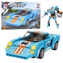 Klocki Konstrukcyjne Auto Robot 2w1 Pomarańczowo-Niebieski Napęd 336 el. LEAN Toys