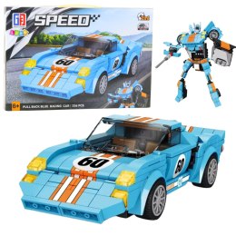 Klocki Konstrukcyjne Auto Robot 2w1 Pomarańczowo-Niebieski Napęd 336 el. LEAN Toys