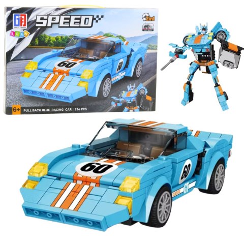 Klocki Konstrukcyjne Auto Robot 2w1 Pomarańczowo-Niebieski Napęd 336 el. LEAN Toys
