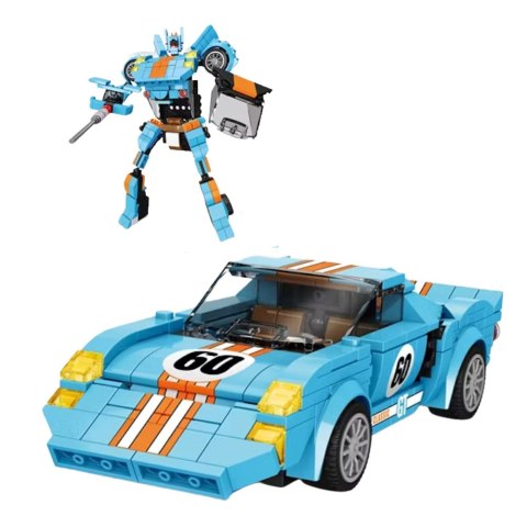 Klocki Konstrukcyjne Auto Robot 2w1 Pomarańczowo-Niebieski Napęd 336 el. LEAN Toys Klocki Konstrukcyjne Auto Robot 2w1 Pomarańczowo-Niebieski Napęd 336 el. LEAN Toys