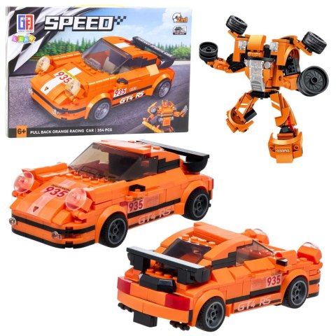 Klocki Konstrukcyjne Auto Robot 2w1 Pomarańczowy Napęd 354 el. LEAN Toys