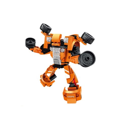 Klocki Konstrukcyjne Auto Robot 2w1 Pomarańczowy Napęd 354 el. LEAN Toys Klocki Konstrukcyjne Auto Robot 2w1 Pomarańczowy Napęd 354 el. LEAN Toys