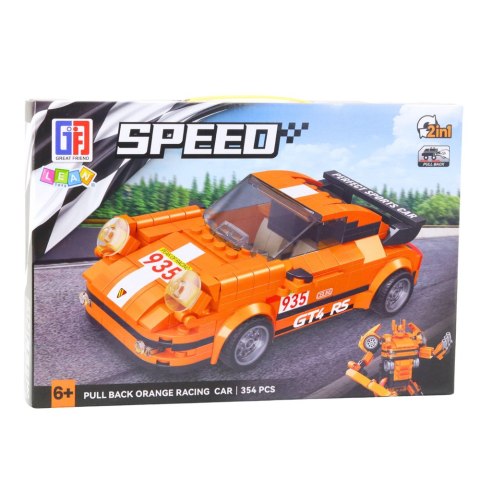 Klocki Konstrukcyjne Auto Robot 2w1 Pomarańczowy Napęd 354 el. LEAN Toys Klocki Konstrukcyjne Auto Robot 2w1 Pomarańczowy Napęd 354 el. LEAN Toys