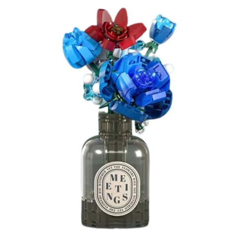 Klocki Konstrukcyjne Bukiet Kwiatów W Wazonie Czerwono-Niebieski 358 el. LEAN Toys