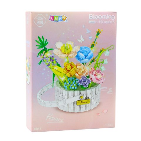 Klocki Konstrukcyjne Kompozycja Kwiatowa W Koszyku Światła LED 1376 el. LEAN Toys Klocki Konstrukcyjne Kompozycja Kwiatowa W Koszyku Światła LED 1376 el. LEAN Toys