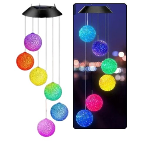 Lampki Solarne Ogrodowe LED Dzwonki Kule Kolorowe 70cm LEAN Lampki Solarne Ogrodowe LED Dzwonki Kule Kolorowe 70cm LEAN
