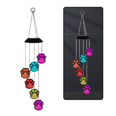 Lampki Solarne Ogrodowe LED Dzwonki Psie Łapy Kolorowe 70cm LEAN