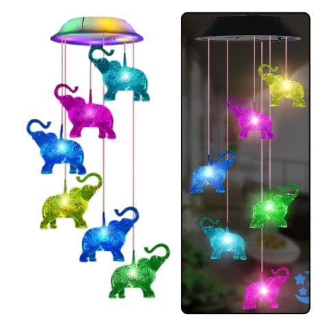 Lampki Solarne Ogrodowe LED Dzwonki Słoniki Kolorowe 70cm LEAN Lampki Solarne Ogrodowe LED Dzwonki Słoniki Kolorowe 70cm LEAN