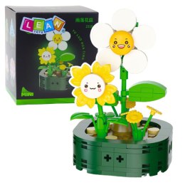 Mini Klocki Konstrukcyjne Kwiatki Z Buźkami Białe Żółte 142 el. LEAN TOYS